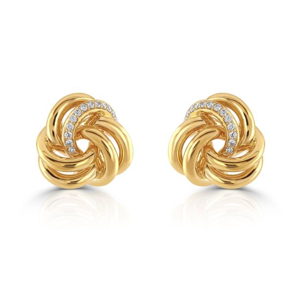 18ct Rose Gold Diamond Knot Earrings-1