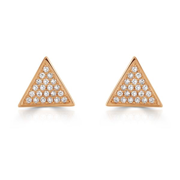 9ct Rose Gold Diamond Geometric Triangle Stud Earrings-1