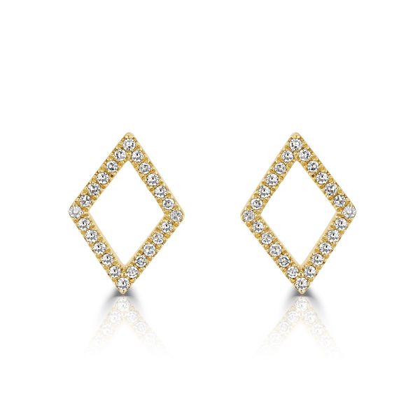 9ct Yellow Gold Diamond-Shape Diamond Stud Earrings-1