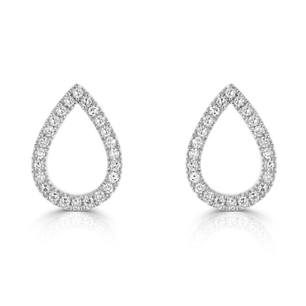 9ct White Gold Pear Shaped Diamond Stud Earrings-1