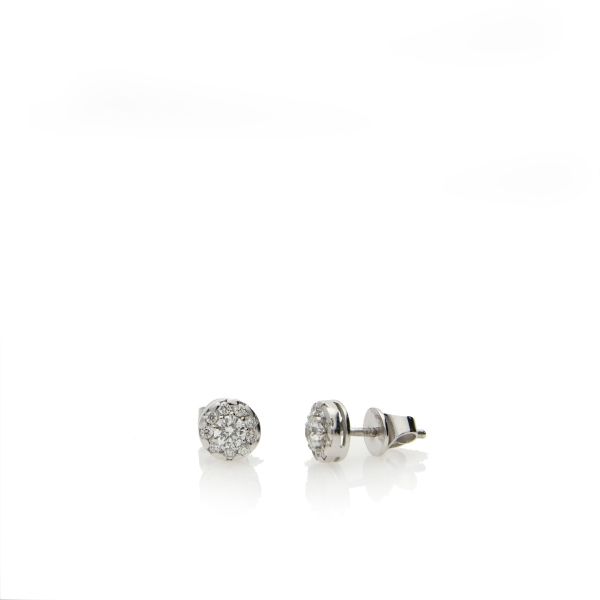 18ct White Gold Round Brilliant Cut Diamond Cluster Stud Earrings-2