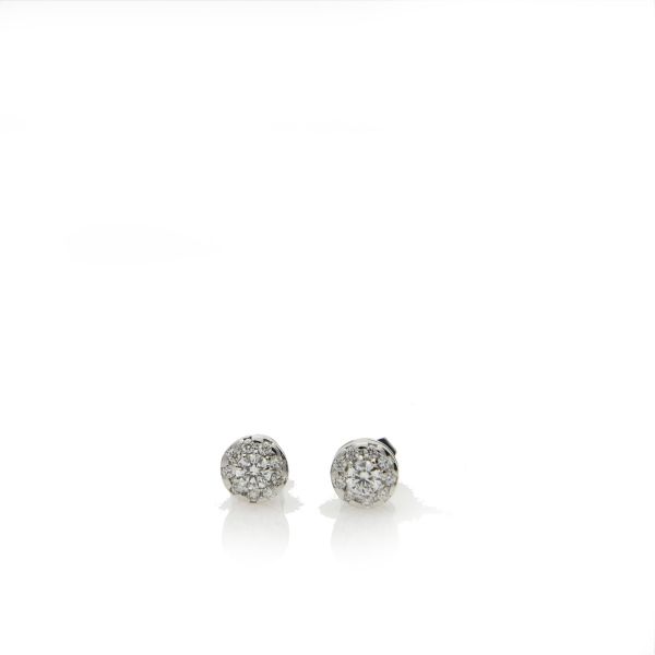 18ct White Gold Round Brilliant Cut Diamond Cluster Stud Earrings-1