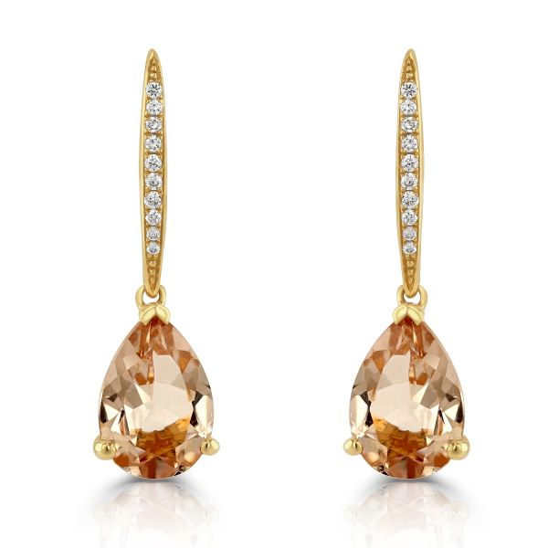 18ct Rose Gold Morganite & Diamond Drop Earrings-2