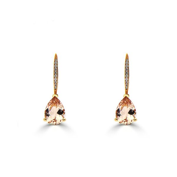 18ct Rose Gold Morganite & Diamond Drop Earrings-1