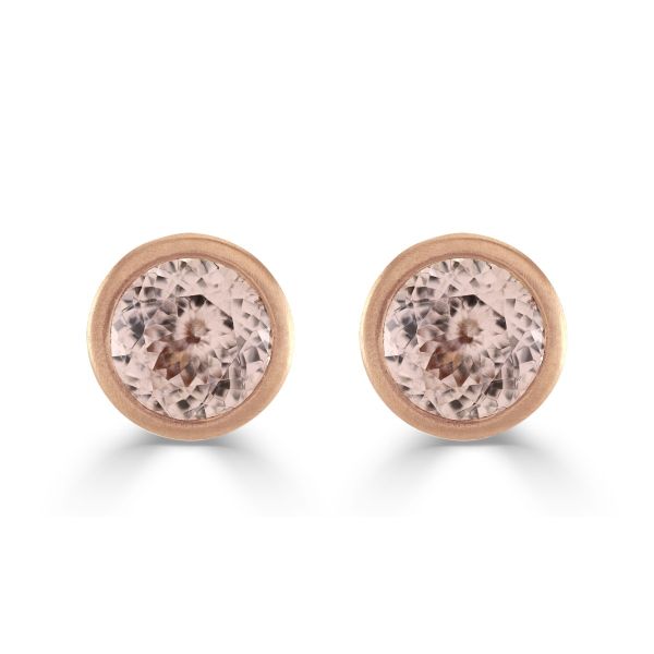 18ct Rose Gold Blushed Zircon Stud Earrings-2