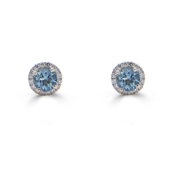 18ct White Gold Aquamarine & Diamond Cluster Earrings-1