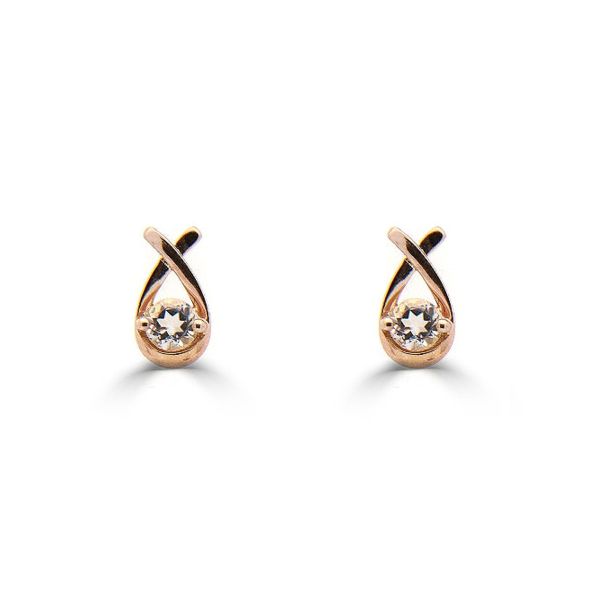 9ct Rose Gold Round Brilliant Morganite Loop Stud Earrings-1