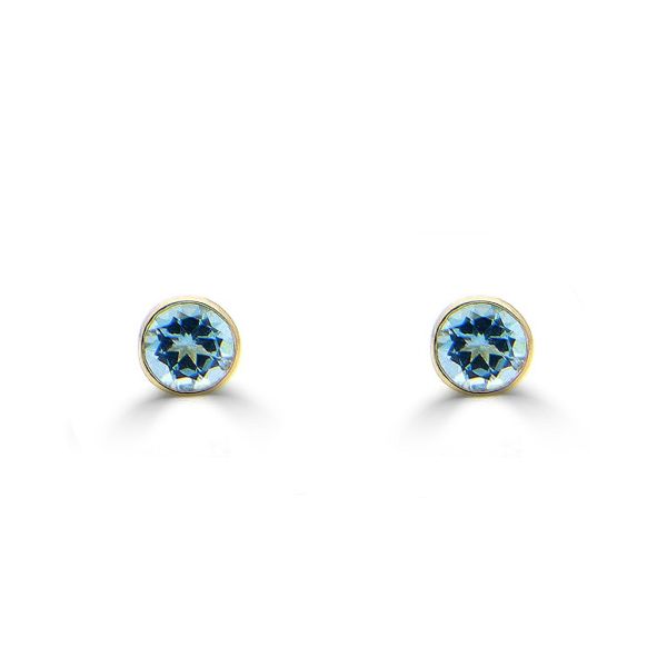 9ct Yellow Gold Round Brilliant Cut Topaz Stud Earrings-1