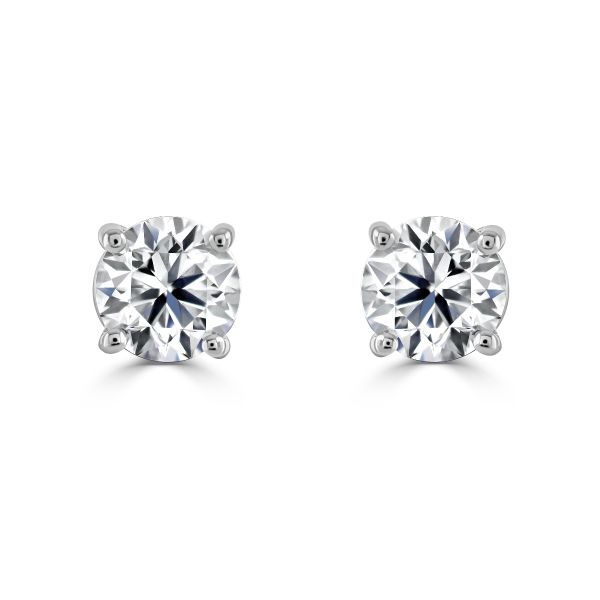 18ct White Gold Certificated Round Brilliant Cut Diamond Stud Earrings-1
