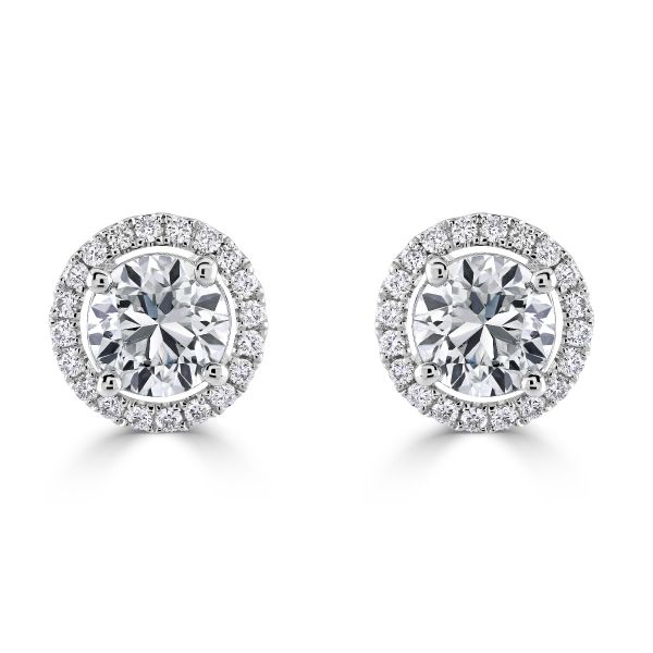 18ct White Gold Diamond Cluster Stud Earrings-1