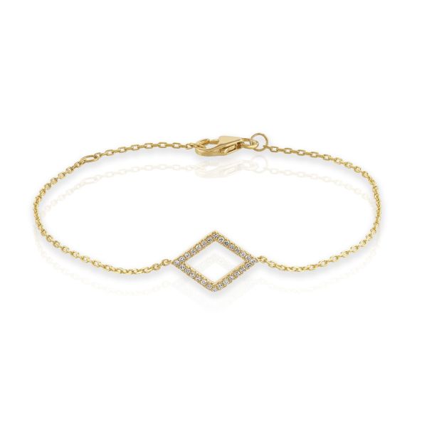 9ct Yellow Gold Diamond-Shaped Open Diamond Bracelet-1