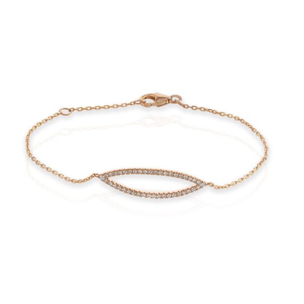 9ct Rose Gold Open Marquise-Shape Diamond Bracelet-1