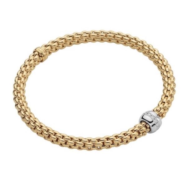 FOPE 18ct Yellow Gold Flex'it Solo Diamond Bracelet - 634B-BBRM-1