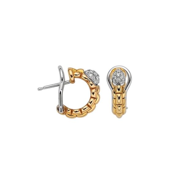 FOPE 18ct Yellow Gold Eka Tiny Diamond Hoop Earrings-1