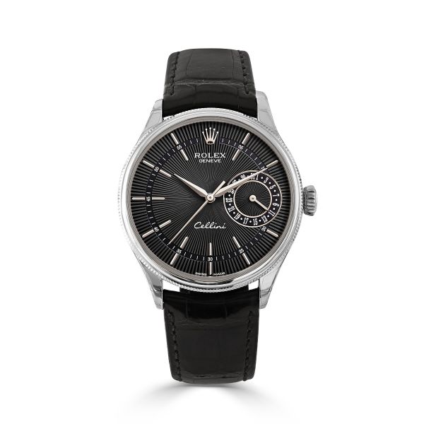 Pre-Registered Rolex Cellini 39mm 18ct White Gold Black Dial Watch-1