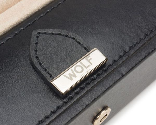 Wolf Ladies Black Leather Studded Marrakesh Safe Deposit Jewellery Box-4