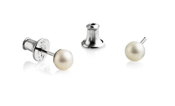 Jersey Pearl Ladies Silver 5-5.5mm Pearl Button Stud Earrings-1