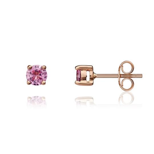 9ct Rose Gold Round Brilliant Pink Sapphire Stud Earrings-1322301