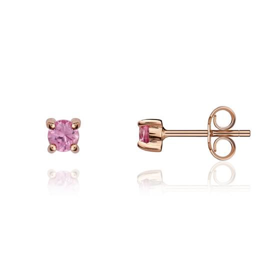 9ct Rose Gold Pink Sapphire Round Brilliant Cut Stud Earrings-1
