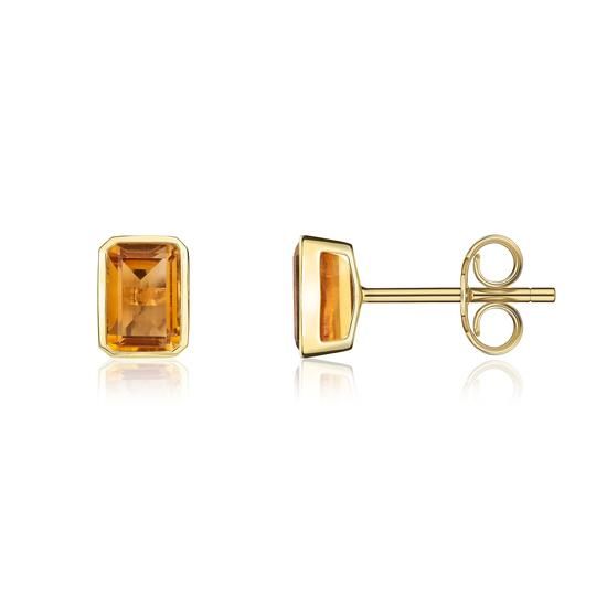 9ct Yellow Gold Octagonal Citrine Stud Earrings-1