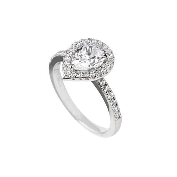 Diamonfire Ladies Silver & Platinum Plated Pear CZ Open Cluster Ring - Size P-1