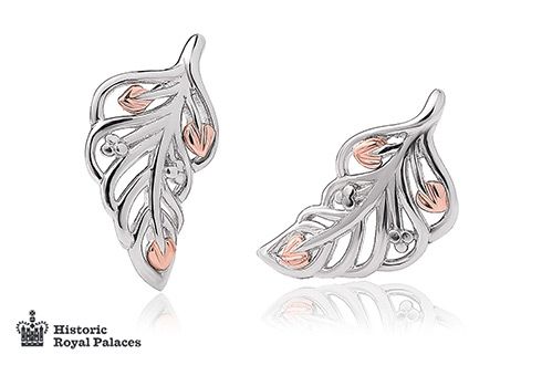 Clogau Silver & Rose Gold Debutante Feather Stud Earrings-1
