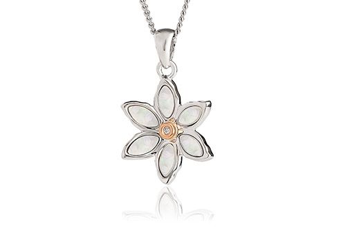 Clogau Silver & Rose Gold Diamond Mother of Pearl Lady Snowdon Pendant-1