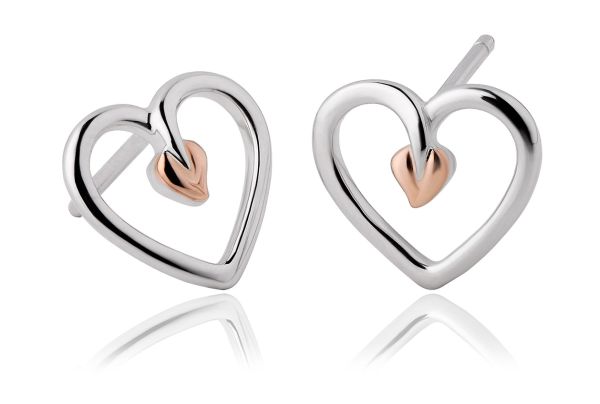 Clogau Tree of Life Silver Heart Stud Earrings-1