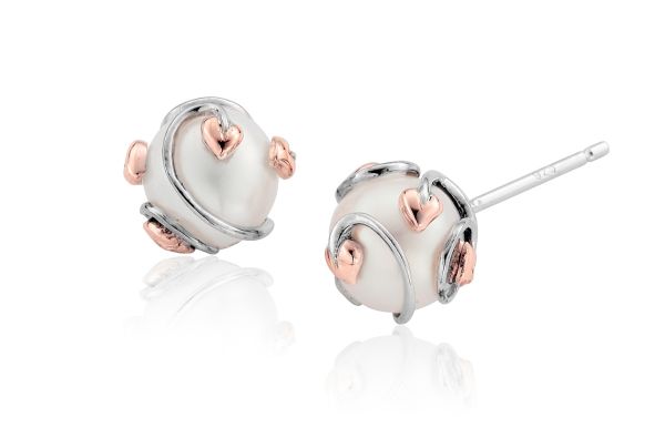 Clogau Tree of Life Caged Pearl Stud Earrings-1