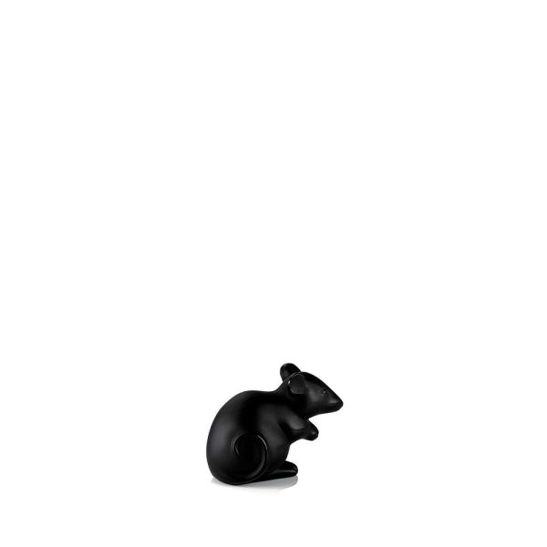 Lalique Black Glass Mouse Figure-1