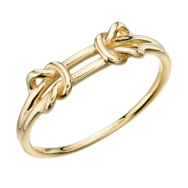 9ct Yellow Gold Double Parallel Knots Ring - Size 54-1