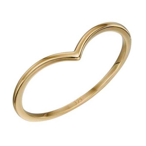 9ct Yellow Gold Wishbone Ring - Size 54-1