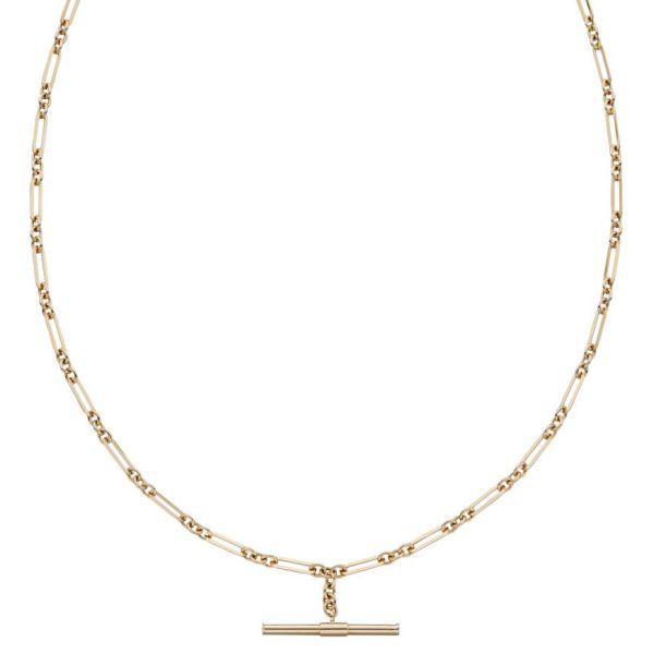 9ct Yellow Gold T-Bar Figaro Chain Necklace -1