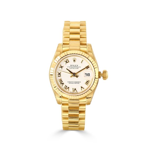 Pre-Owned Rolex Datejust 26mm 18ct Yellow Gold White Dial Watch-1