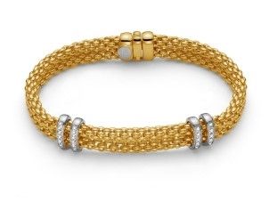 FOPE 18ct Yellow Gold Maori Double Row Diamond Bracelet-1