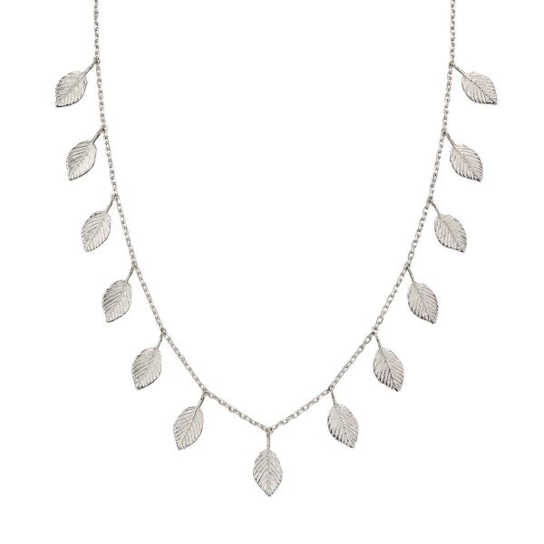 Silver Multi Leaf Charm Necklace-3332095