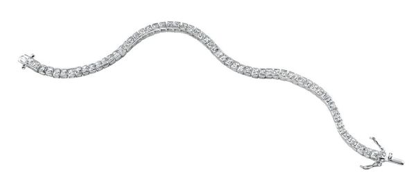 Silver White Cubic Zirconia Square Tennis Bracelet-1