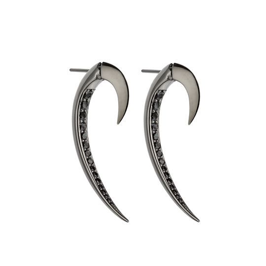 Shaun Leane Silver & Black Rhodium Spinel Hook Earrings-1