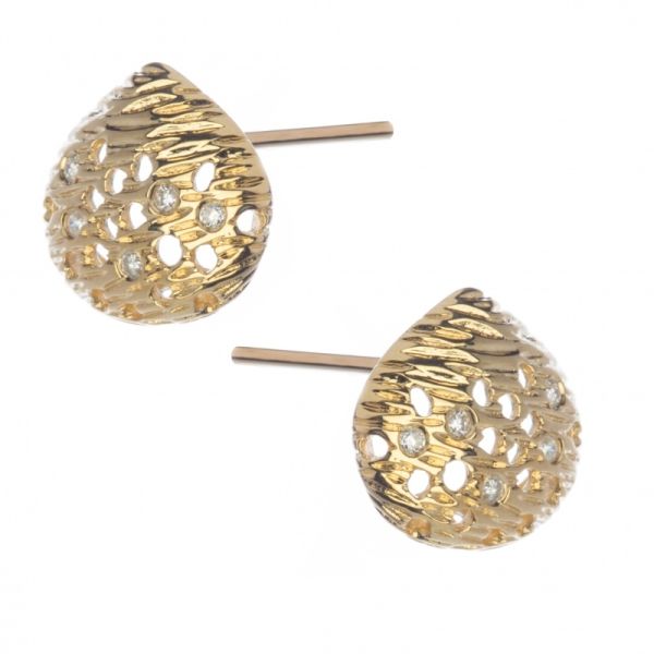 Rachel Galley 18ct Yellow Gold Diamond Cala Shell Stud Earrings-1