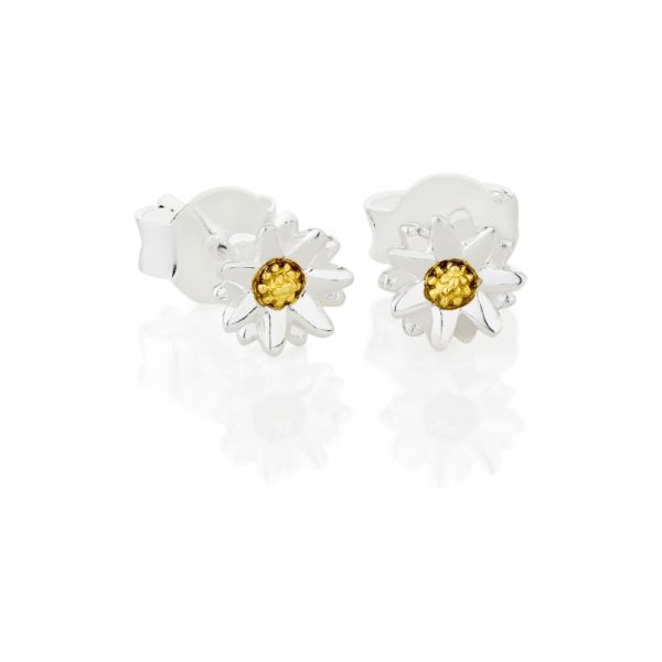 Daisy Silver & Yellow Gold Vermeil 5mm New Daisy Stud Earrings-1