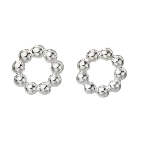 Silver Circular Ball Stud Earrings-1