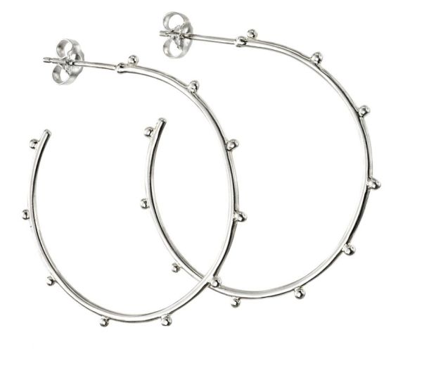 Silver Studded Hoop Earrings-1