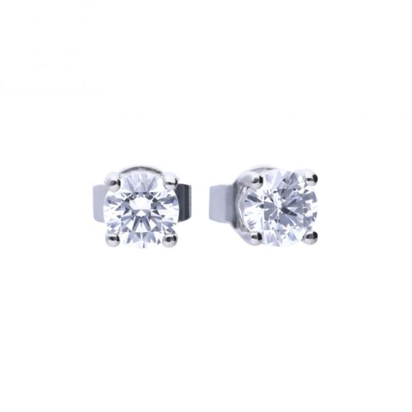 Platinum Plated Cubic Zirconia Stud Earrings-1