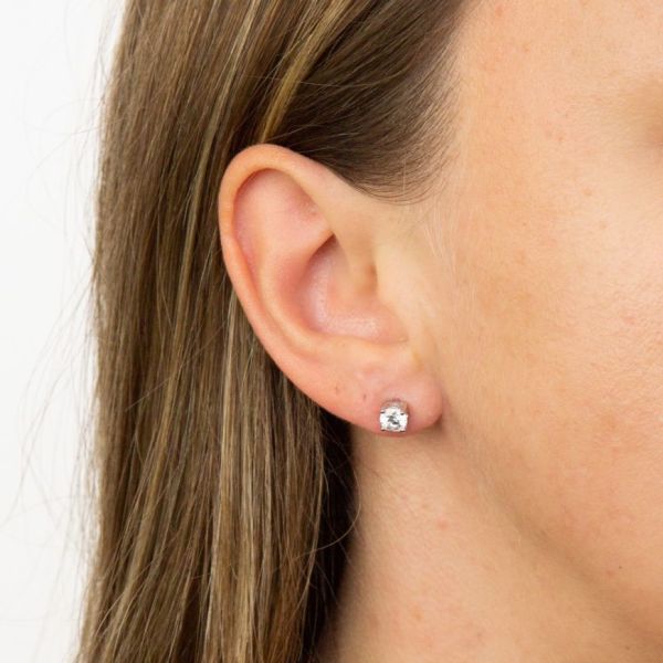 Platinum Plated Cubic Zirconia Stud Earrings-2