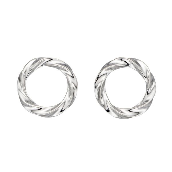 Silver Organic Circle Stud Earrings-1