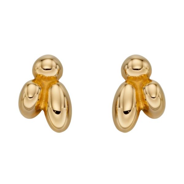 Yellow Gold Plated Flower Bud Stud Earrings-3317348