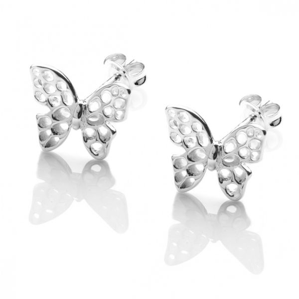 Rachel Galley Flutter Butterfly Silver Stud Earrings-1