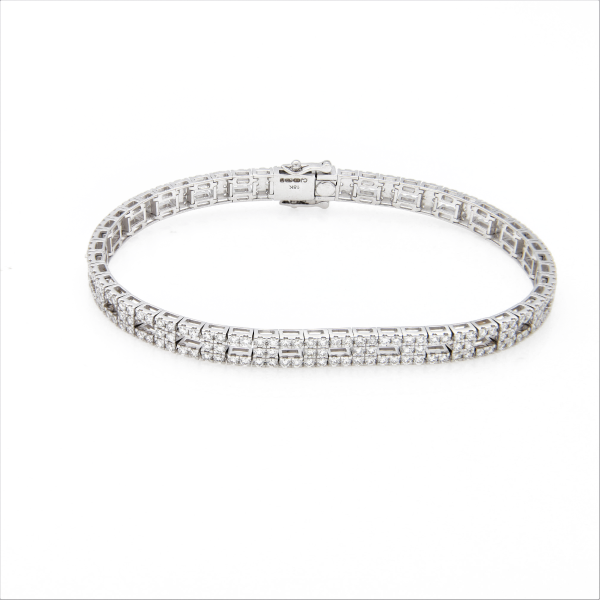 18ct White Gold Checkered Diamond Bracelet-1