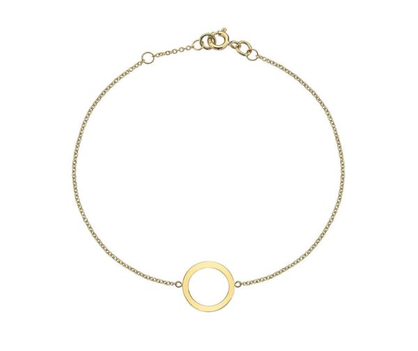 9ct Yellow Gold Open Circle Bracelet - 7inch length-1