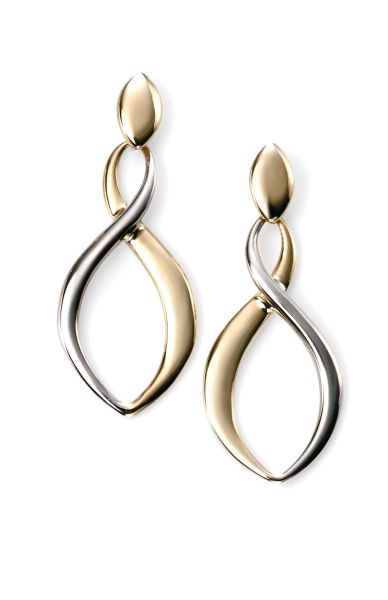 9ct White & Yellow Gold Ladies Open Twist Earrings-1